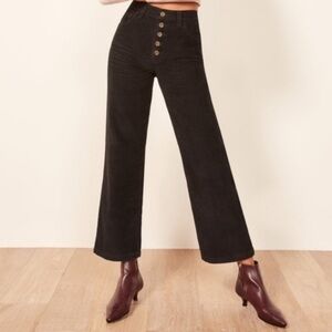 Reformation Austin Corduroy Pants Black Size 24 NEW